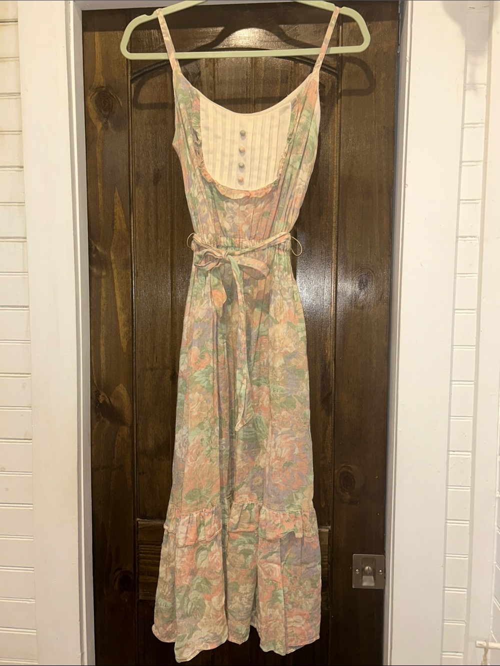 Vintage 70s Max and Lulu Prairie Sundress Pastel Floral Pintuck Pockets Fits S/M